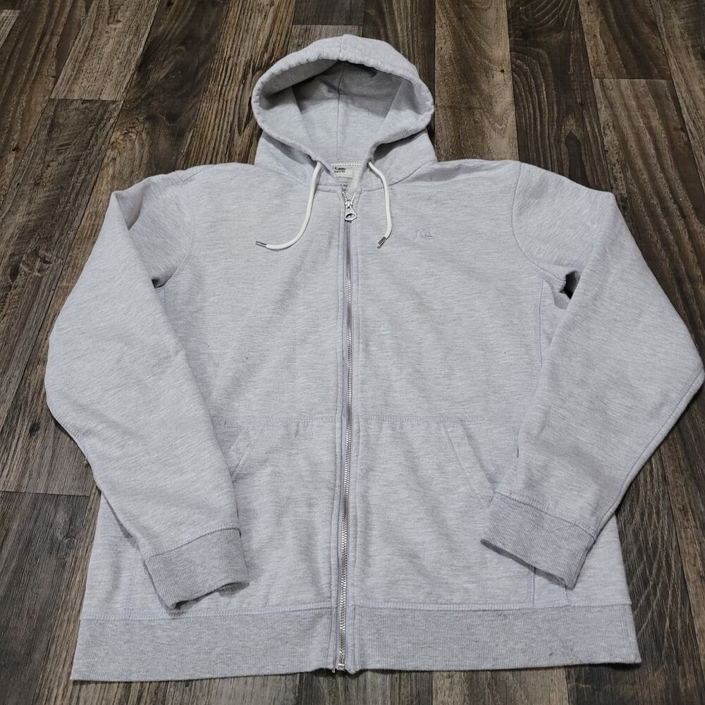 Quicksilver Full Zip Hoodie XL Gray Y2k Surf Surfing